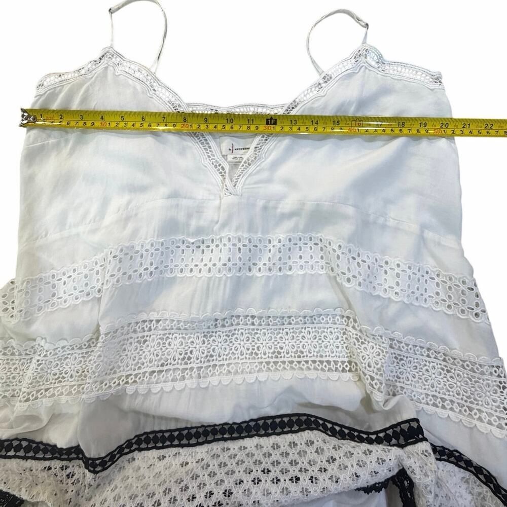 By Anthropologie Whimsigoth Boho Tiered Maxi Dress Contrast Crochet Lace SZ L - Picture 14 of 16